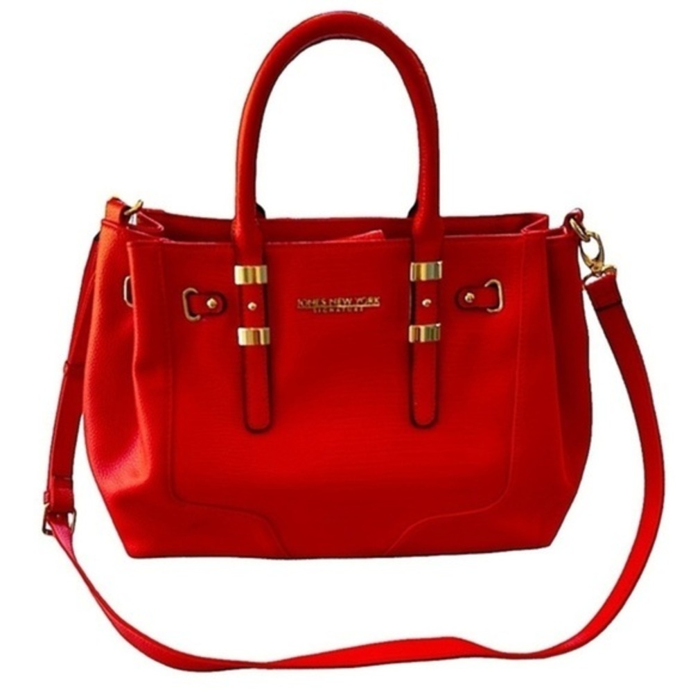 Jones New York Red Satchel Handbag Crossbody Shoulder Bag Work bag Travel Bag